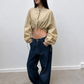 Veste crop beige, base élastiquée