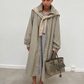 Parka oversize à capuche kaki portée longue