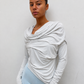 Top drapé gris foncé