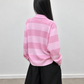 Chemise en maille rose, détail du boutonnage