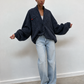Veste oversize grise, col à revers