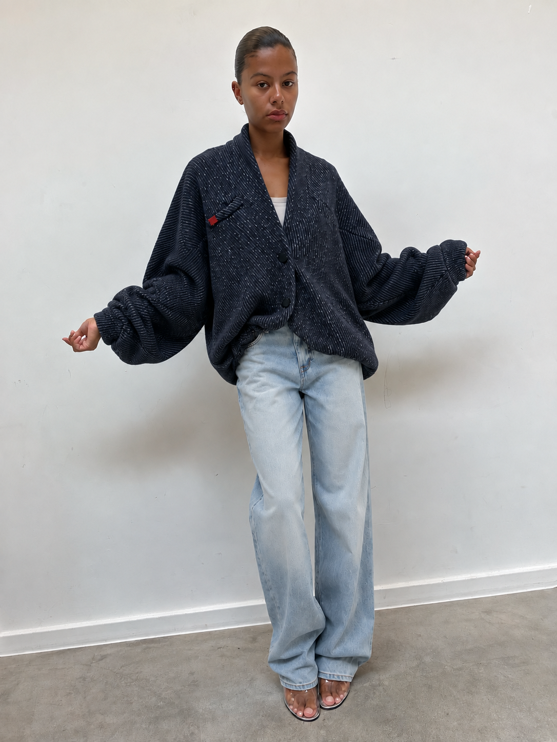 Veste oversize grise, col à revers
