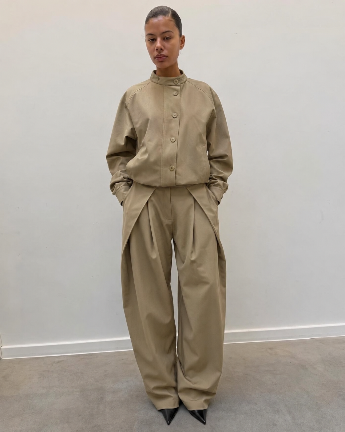 Ensemble utility : veste structurée et pantalon coordonné