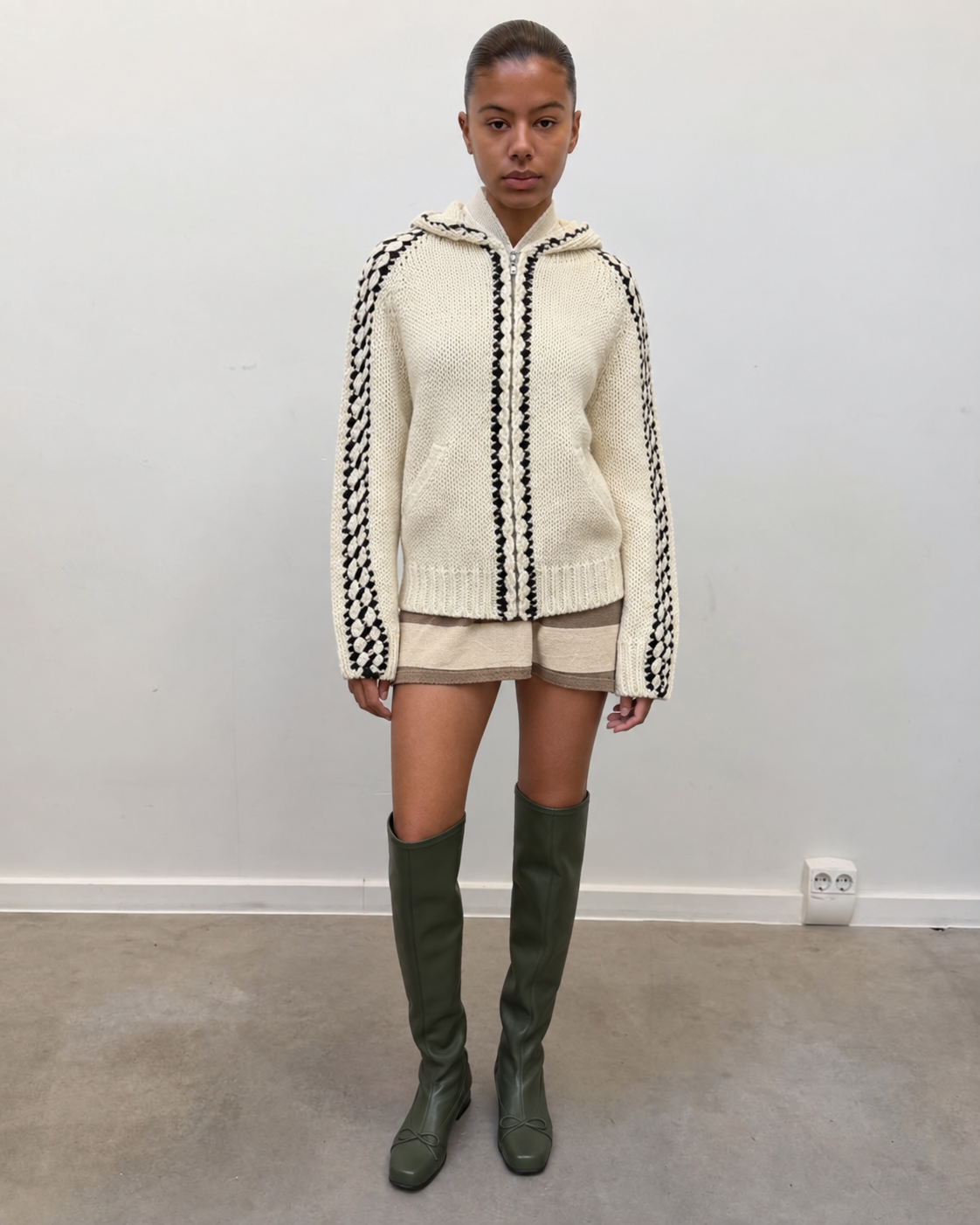 Veste patchwork à capuche, nuances contrastées