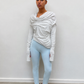Top drapé blanc cassé
