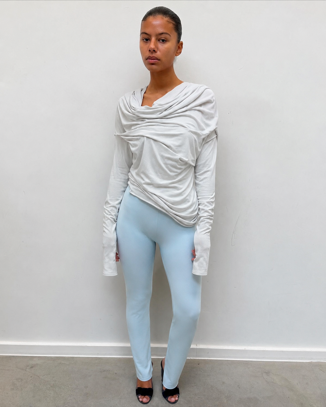 Top drapé blanc cassé