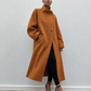 Manteau long camel, vue de face