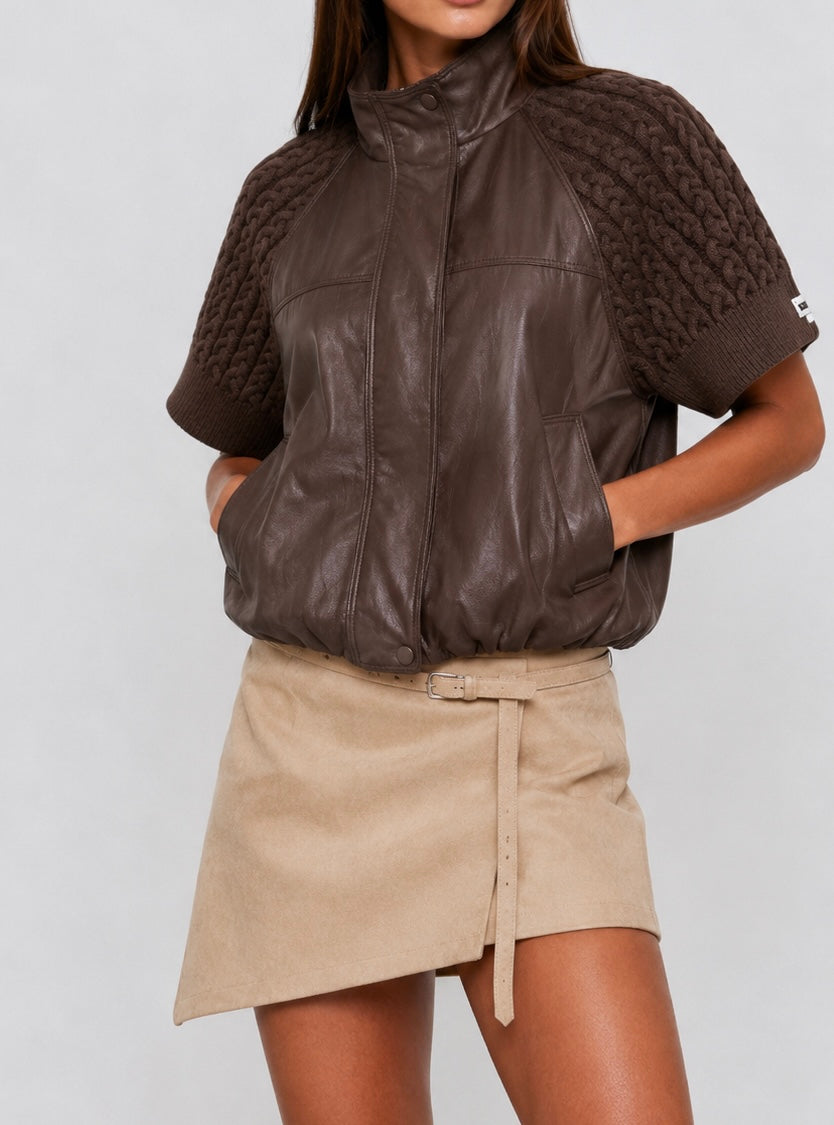 Veste utility, manches courtes aux épaules texturées