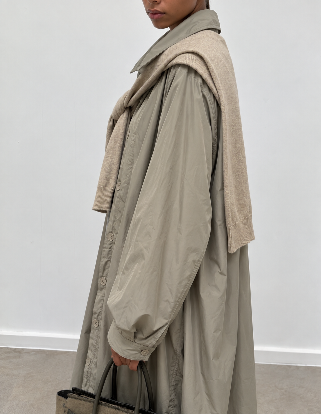 Parka oversize à capuche, détail de la matière