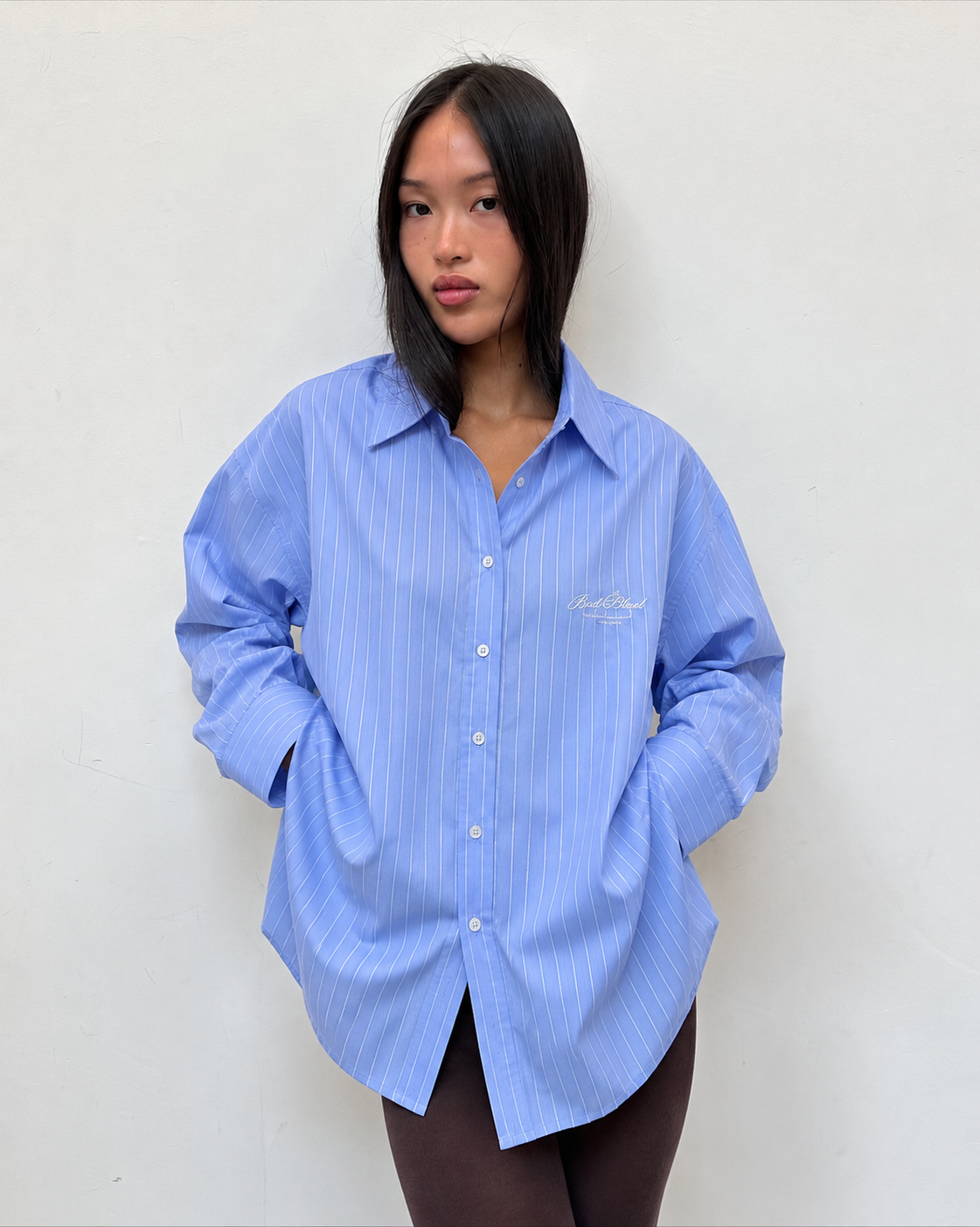 Chemise oversize rayée, dos avec inscription Bad Blood