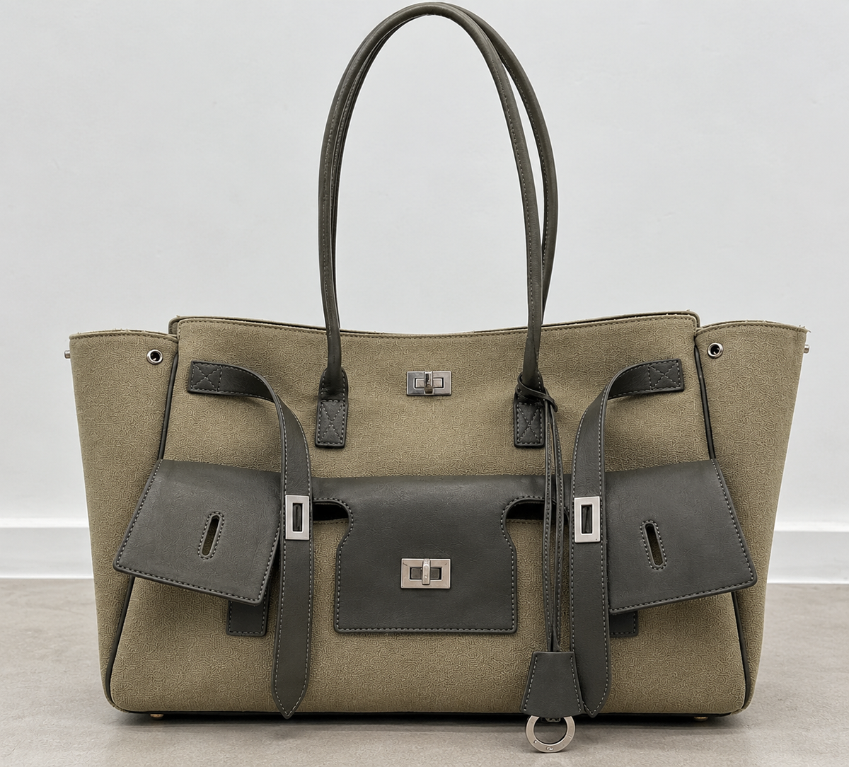 Sac cabas en toile kaki, vue produit