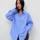 Chemise oversize à fines rayures, coupe ample