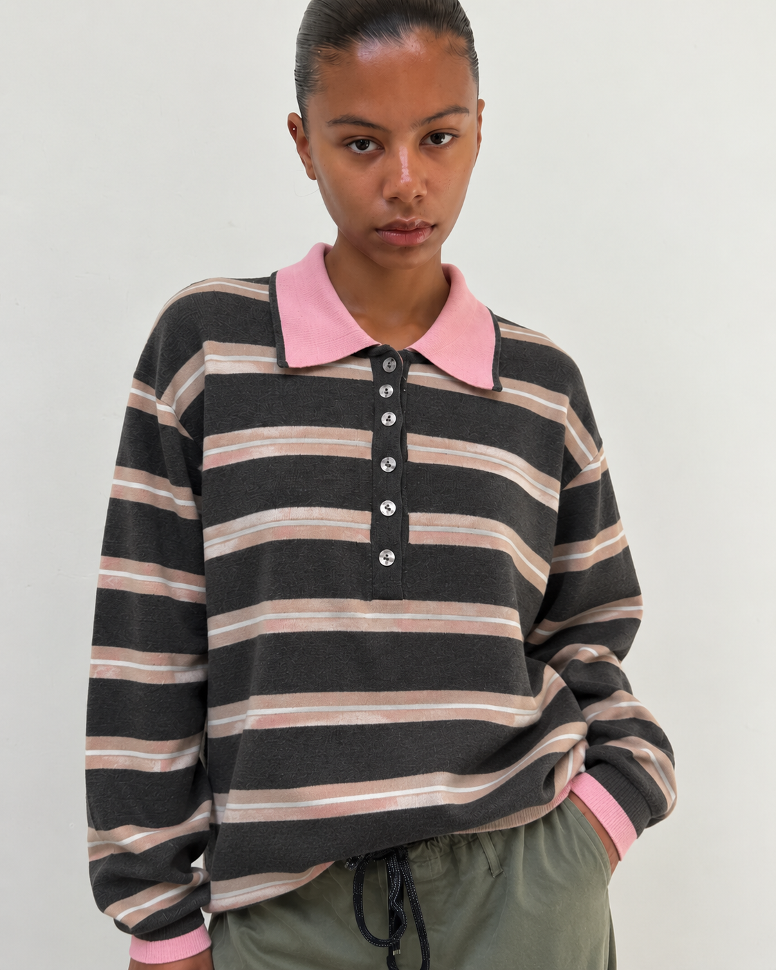 Polo rayé en maille à col polo