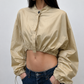 Veste crop beige, coupe ultra-courte et ample
