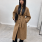 Manteau long à col montant, coupe enveloppante