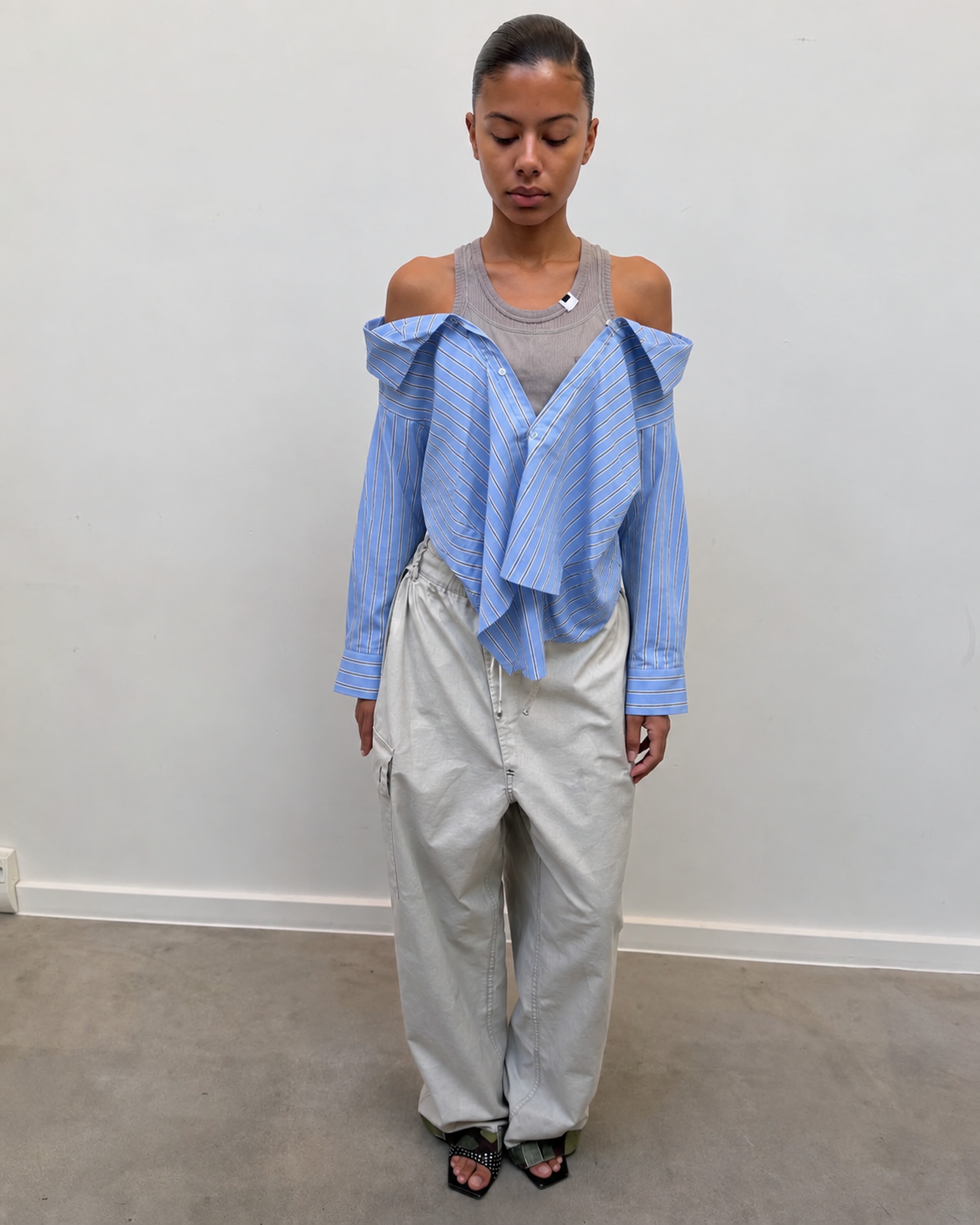 Chemise rayée à effet superposé deux-en-un