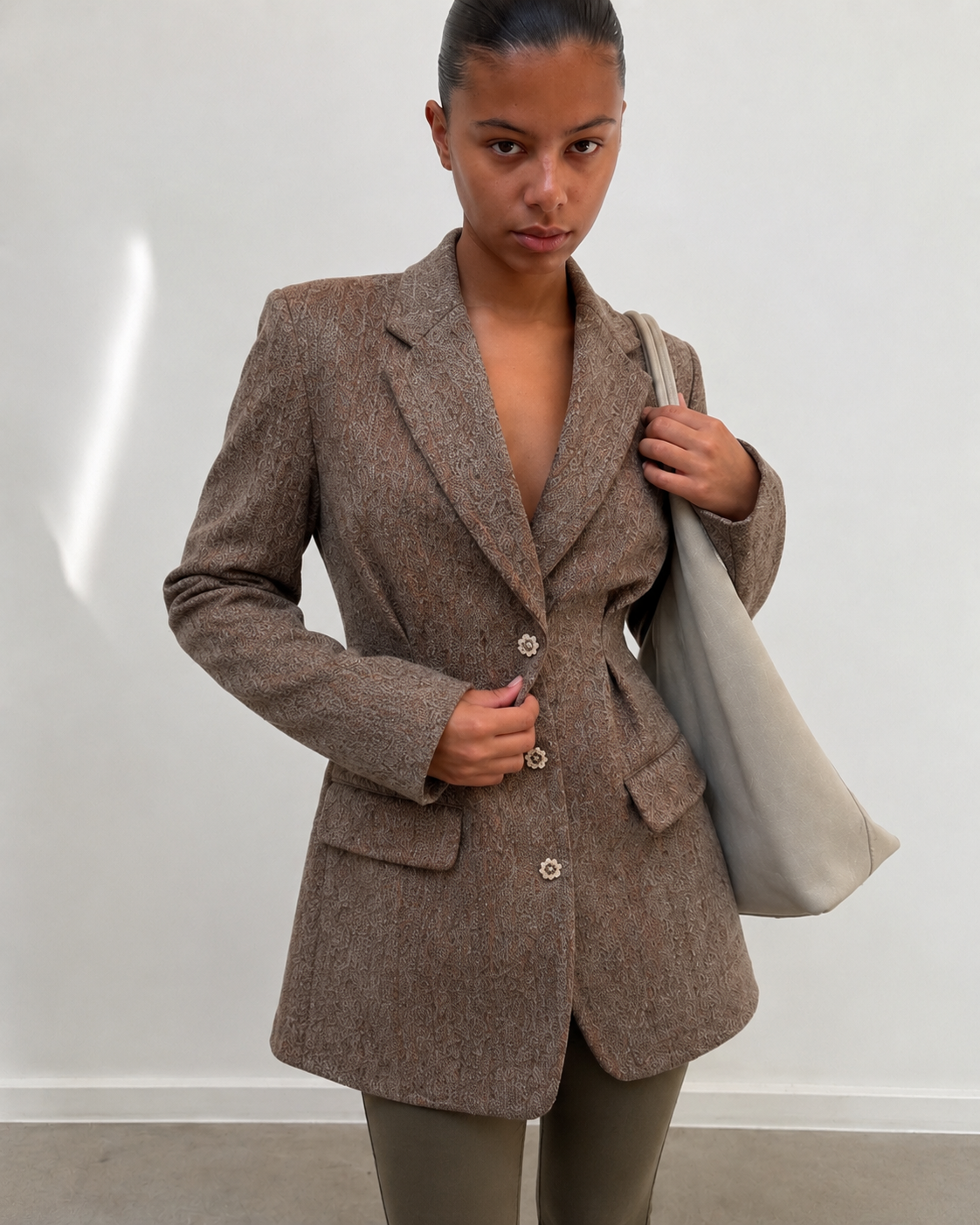 Blazer croisé, matière texturée