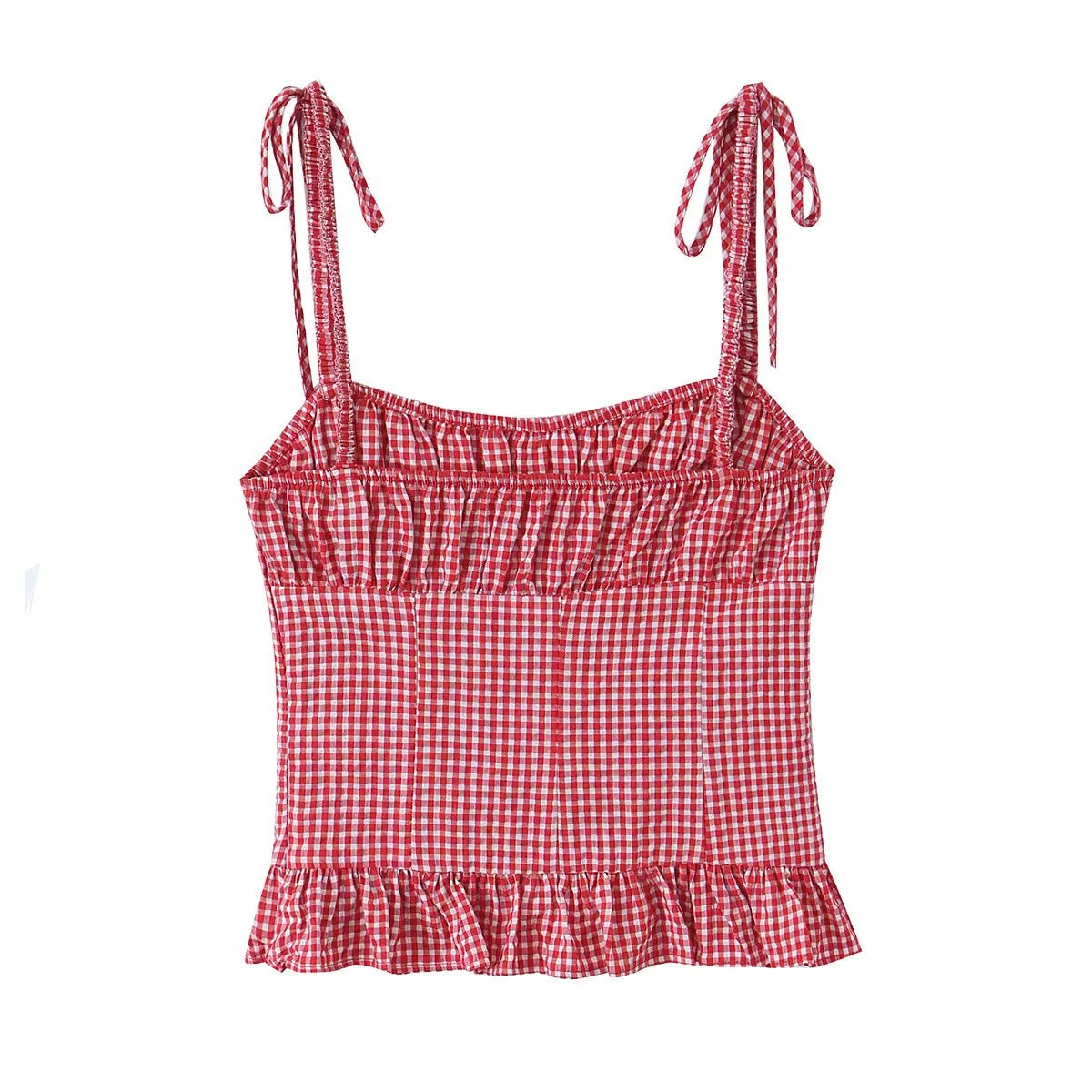 Débardeur à petit carreaux rouge