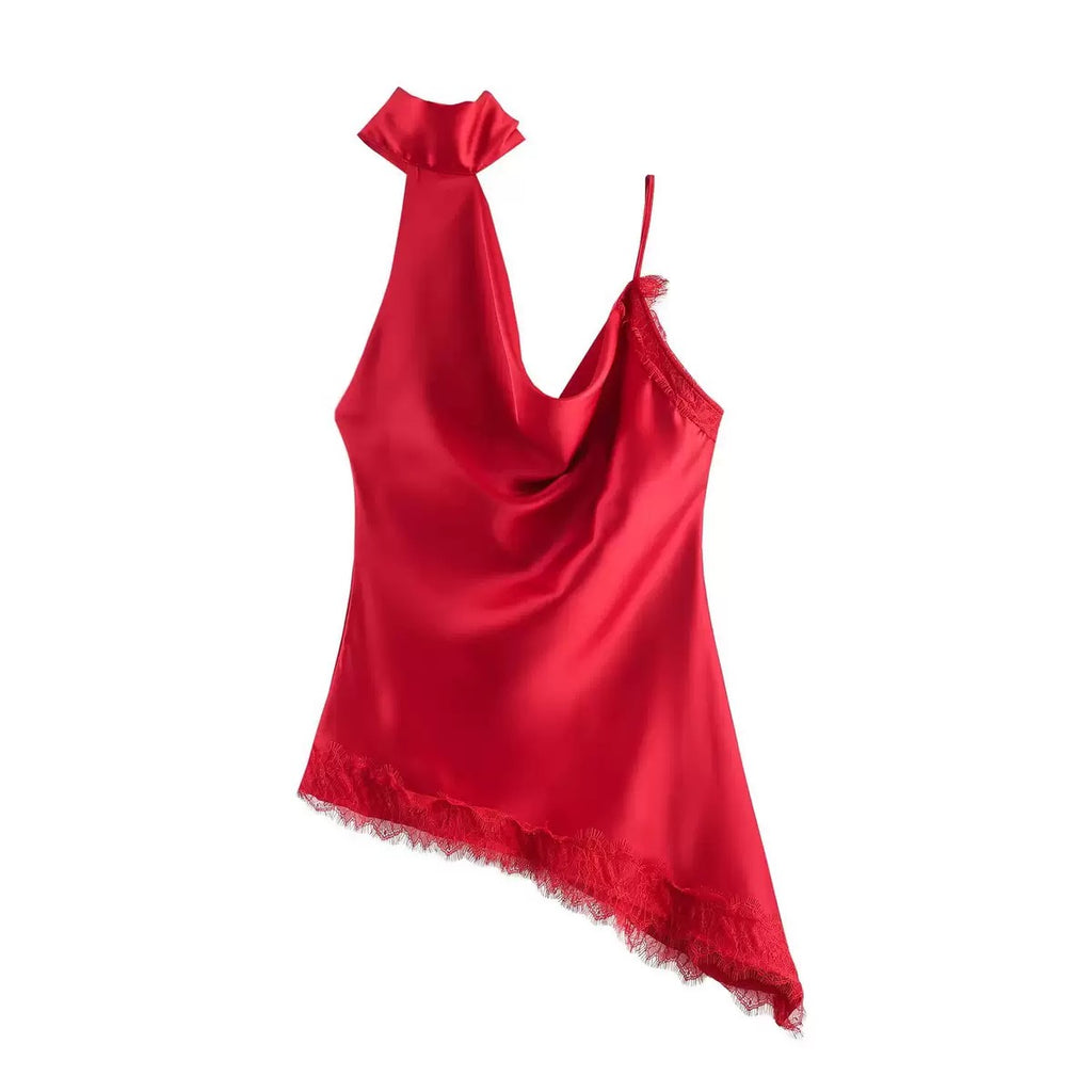 Débardeur satiné en dentelle