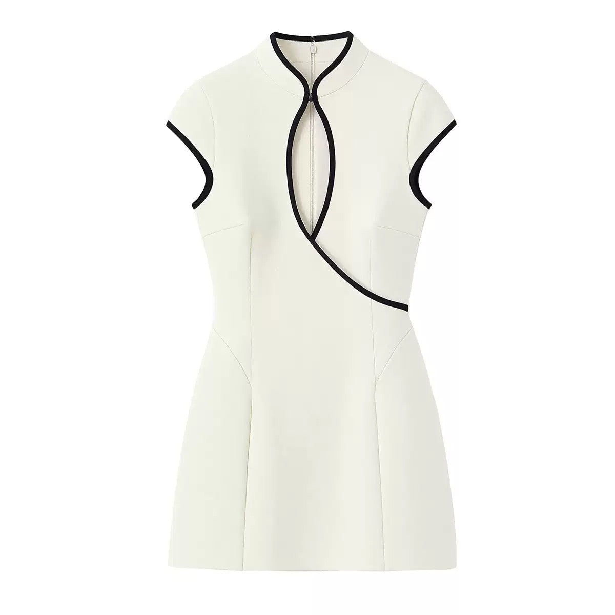 Robe courte blanc et contraste noir
