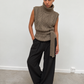 Pull sans manches en maille torsadée, vue de face