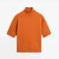Pull orange col montant à manches courtes, vue produit