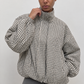 Veste oversize à carreaux, détail des manches ballon