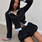 Ensemble en denim, détail du col contrasté
