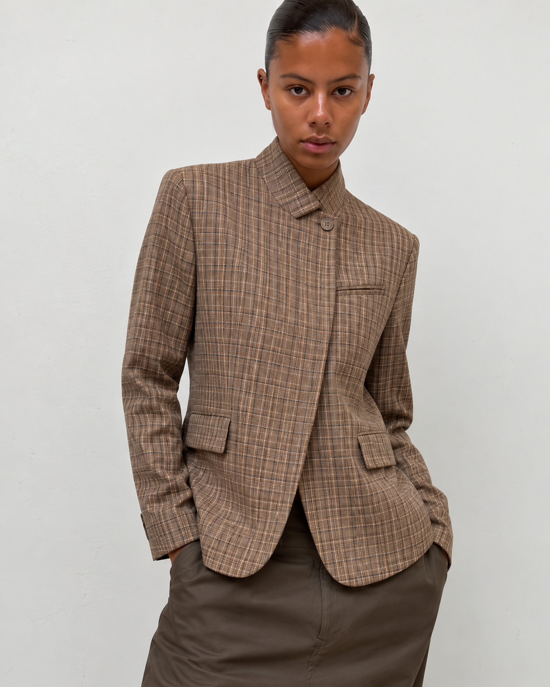 Blazer cintré à carreaux, vue de face