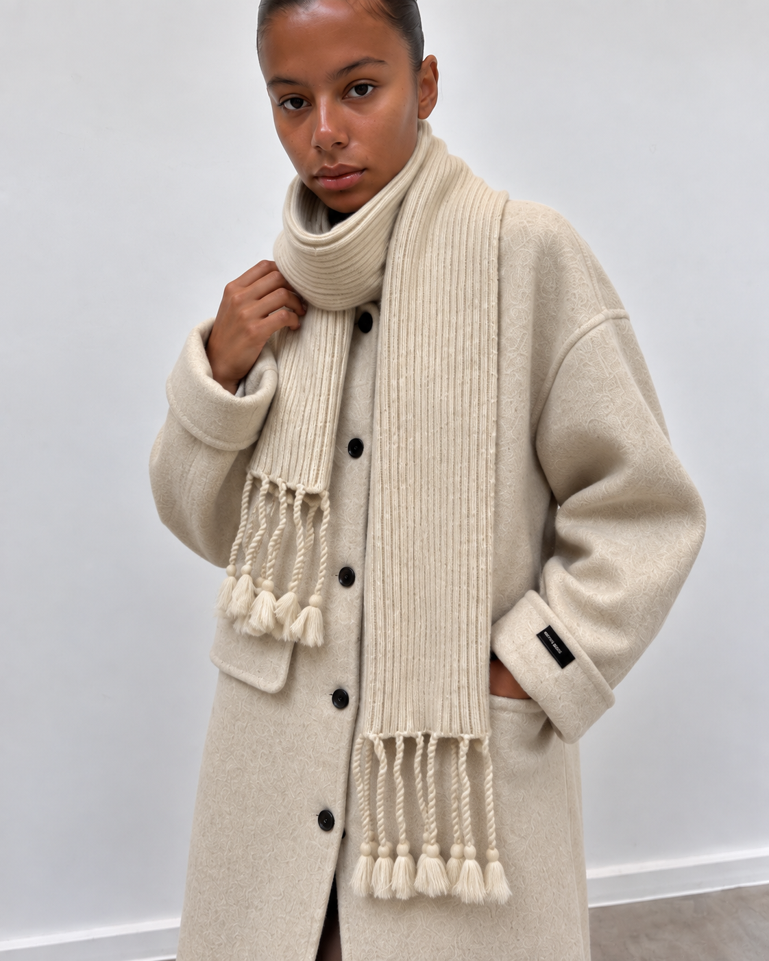 Manteau long écru, vue produit